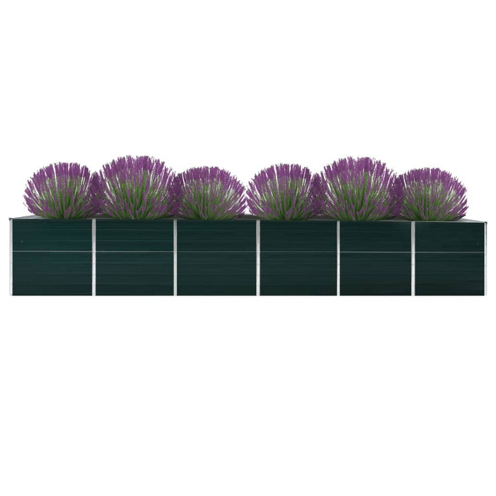 forhøjet plantekasse 480x80x77 cm galvaniseret stål grøn