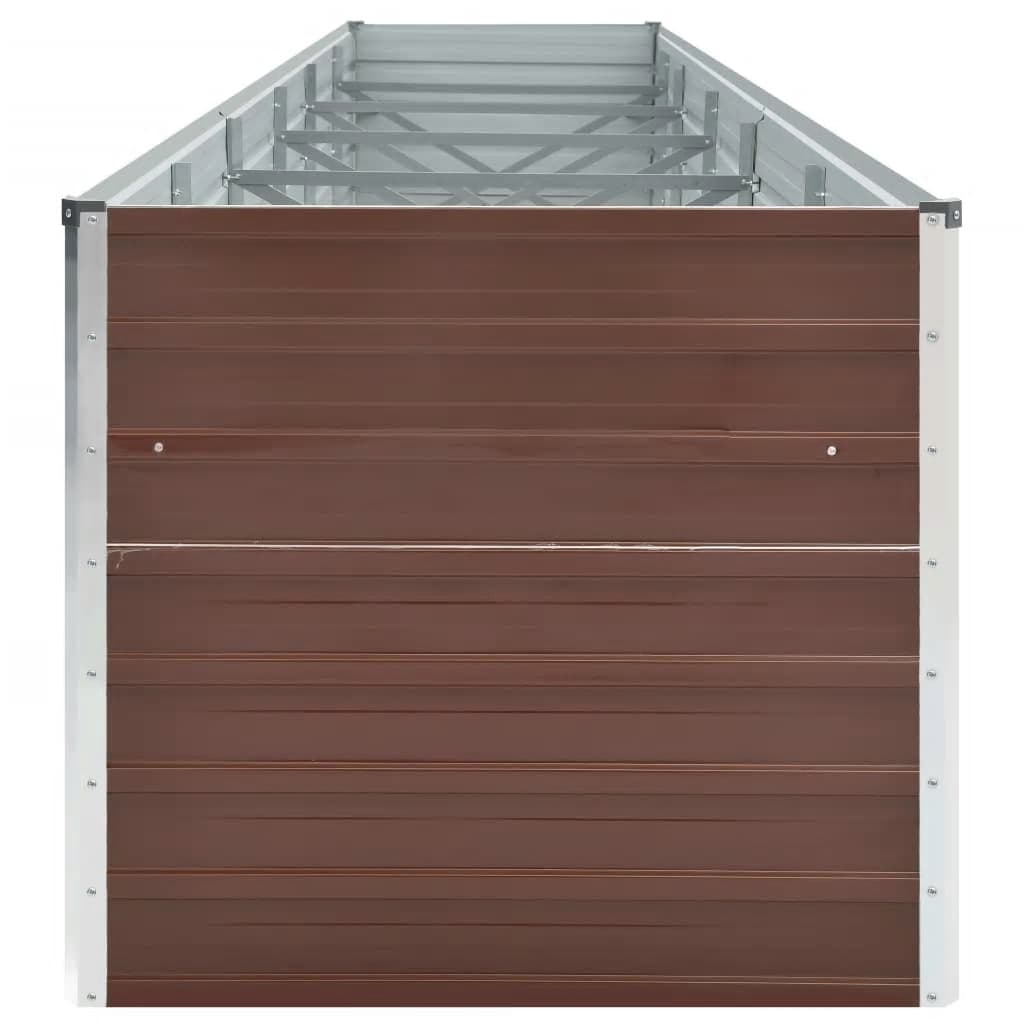 forhøjet plantekasse 480x80x77 cm galvaniseret stål brun