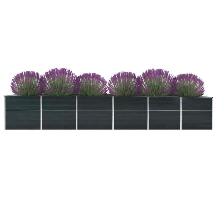 forhøjet plantekasse 480x80x77 cm galvaniseret stål antracitgrå