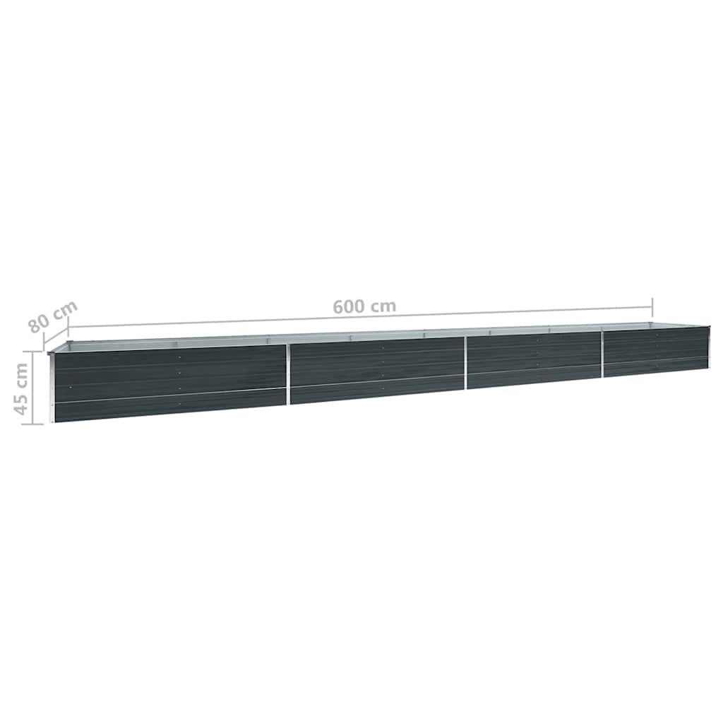 hævet plantekasse 600x80x45 cm galvaniseret stål antracitgrå