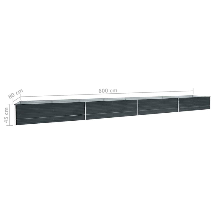 hævet plantekasse 600x80x45 cm galvaniseret stål antracitgrå