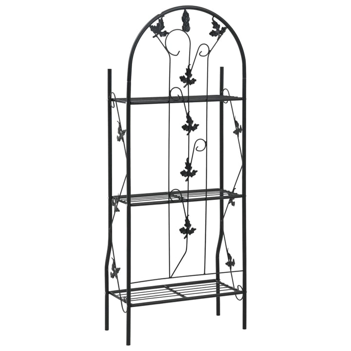 plantestativ med 3 hylder 52x28x128 cm jern sort