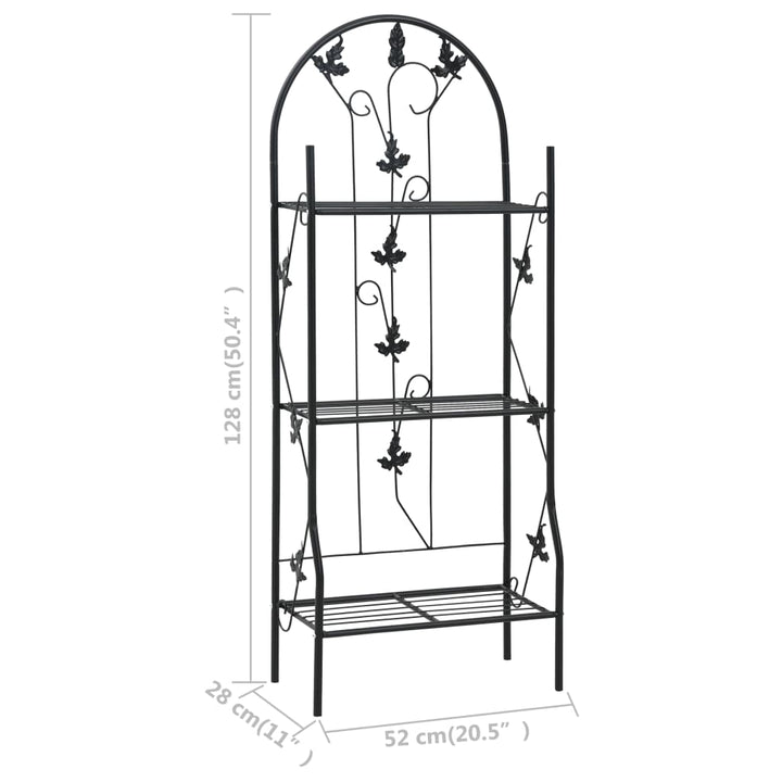 plantestativ med 3 hylder 52x28x128 cm jern sort