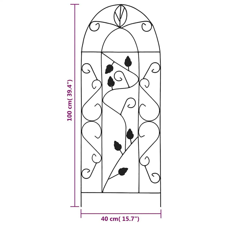 plantestativer 3 stk. 40x100 cm jern sort