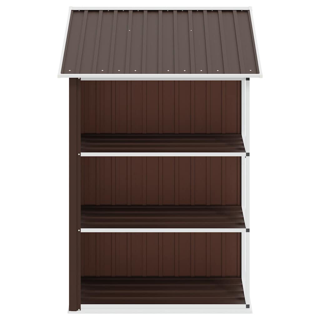 haveskur med reol 205x130x183 cm jern brun