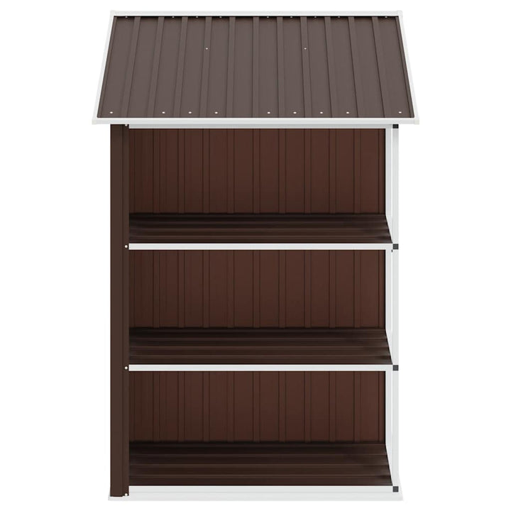 haveskur med reol 205x130x183 cm jern brun