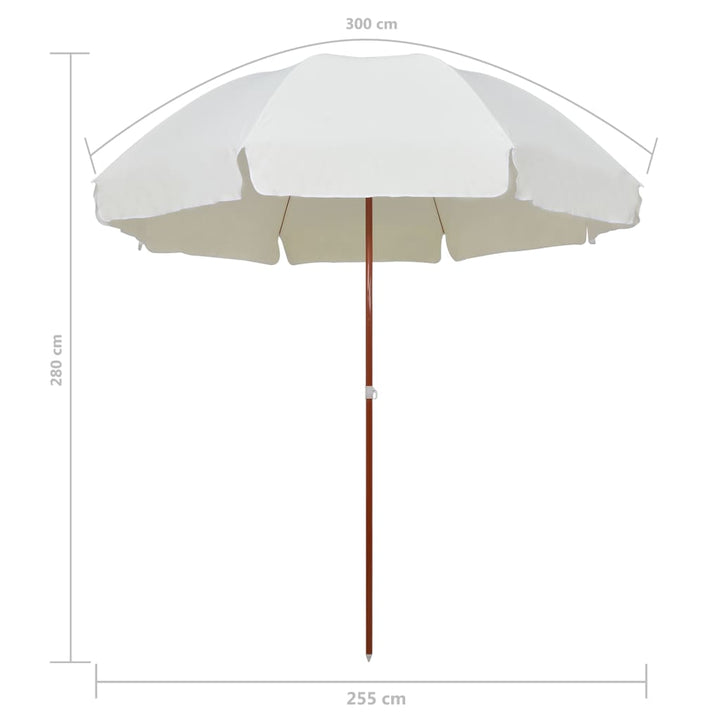 parasol med stålstang 300 cm sandfarvet