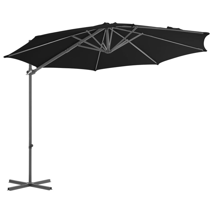 hængeparasol 300 cm stålstang sort