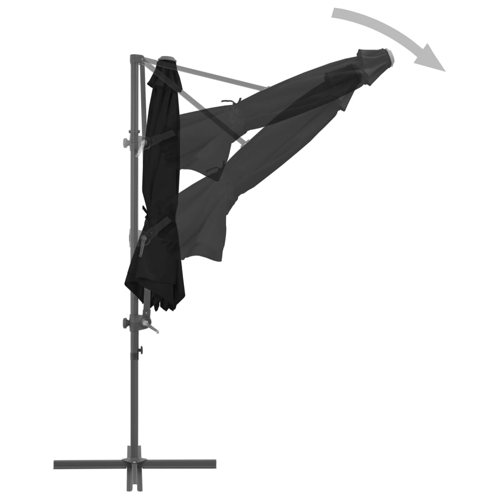 hængeparasol 300 cm stålstang sort