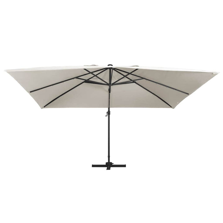 hængeparasol m. LED-lys 400x300 cm aluminiumsstang sandfarvet