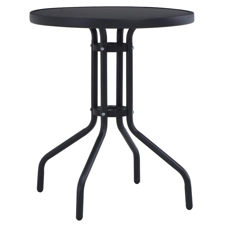 havebord 60 cm stål og glas sort