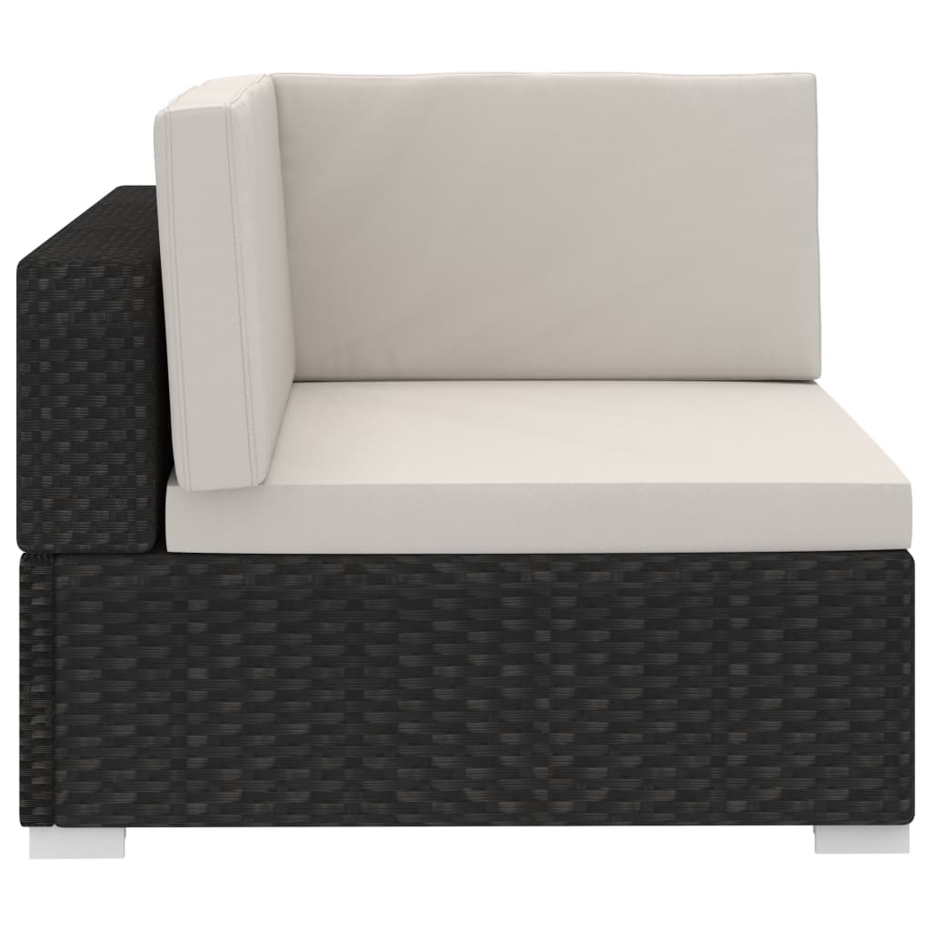 havesofasæt 3 dele med hynder polyrattan sort
