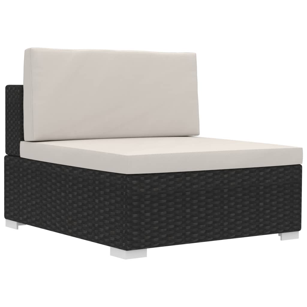 havesofasæt 3 dele med hynder polyrattan sort