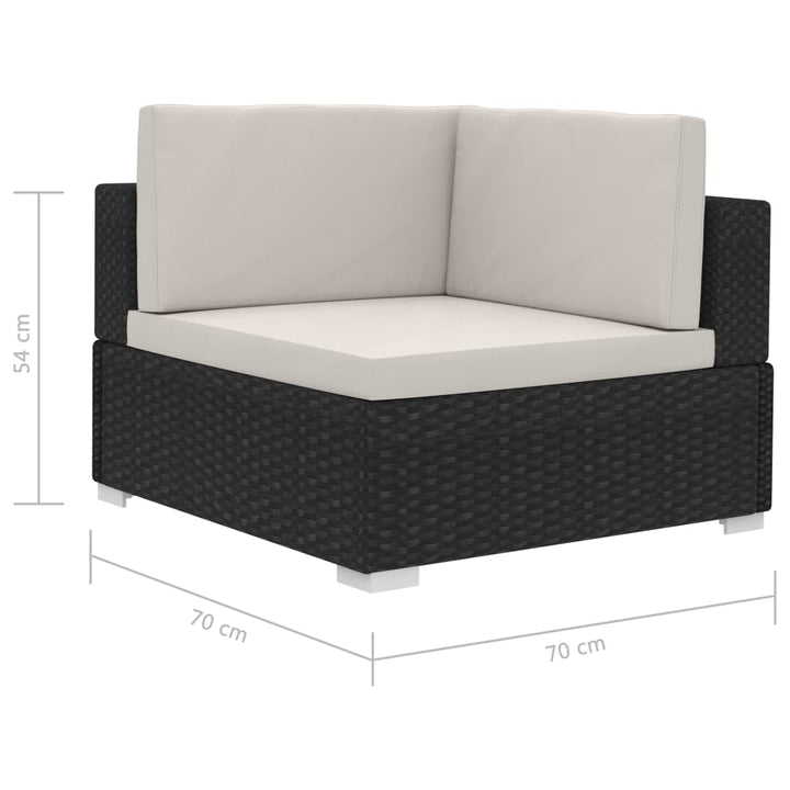 havesofasæt 3 dele med hynder polyrattan sort