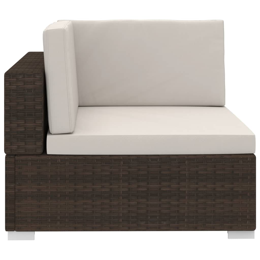 havesofasæt 3 dele med hynder polyrattan brun