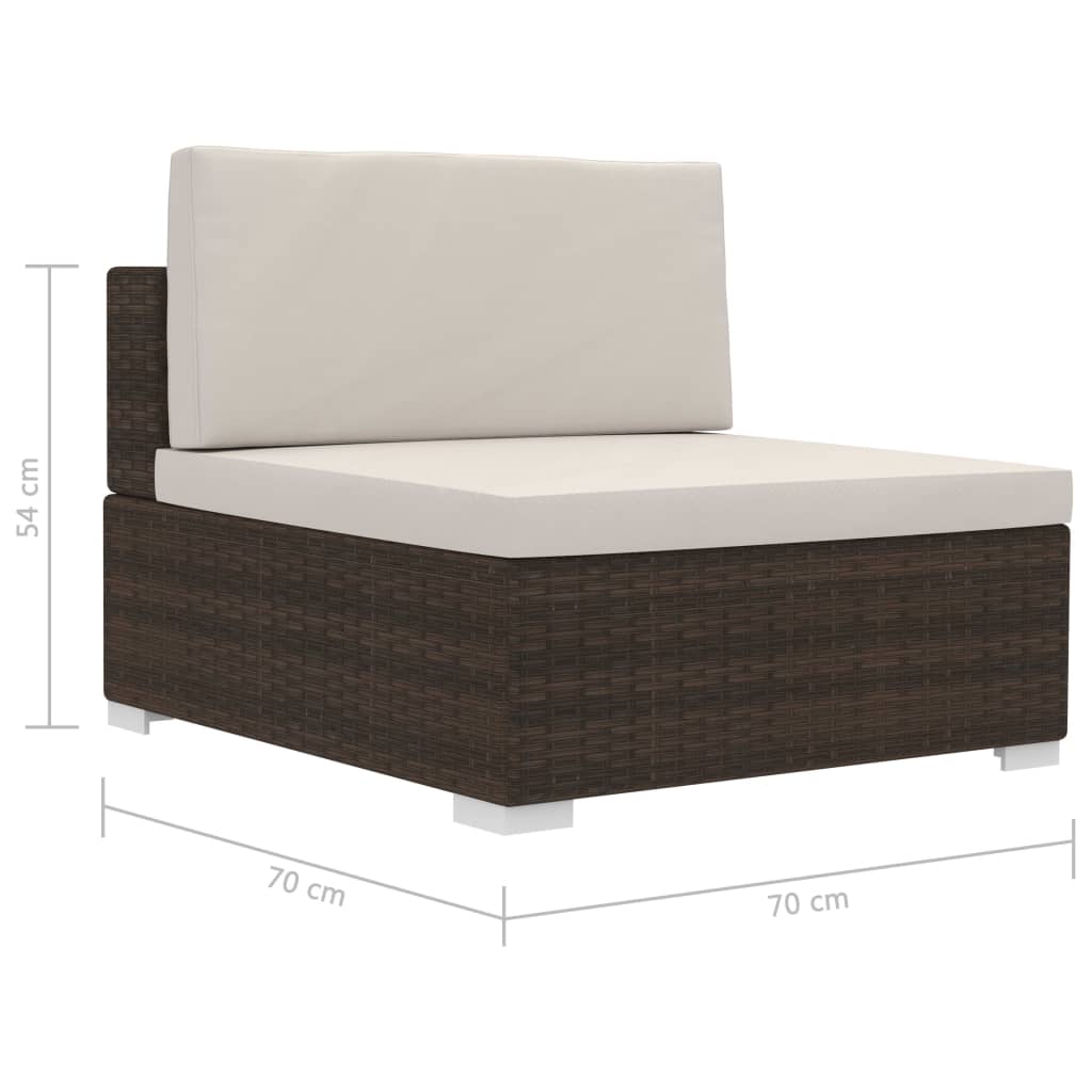 havesofasæt 3 dele med hynder polyrattan brun