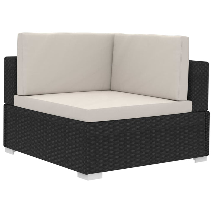 havesofasæt med hynder 4 dele polyrattan sort