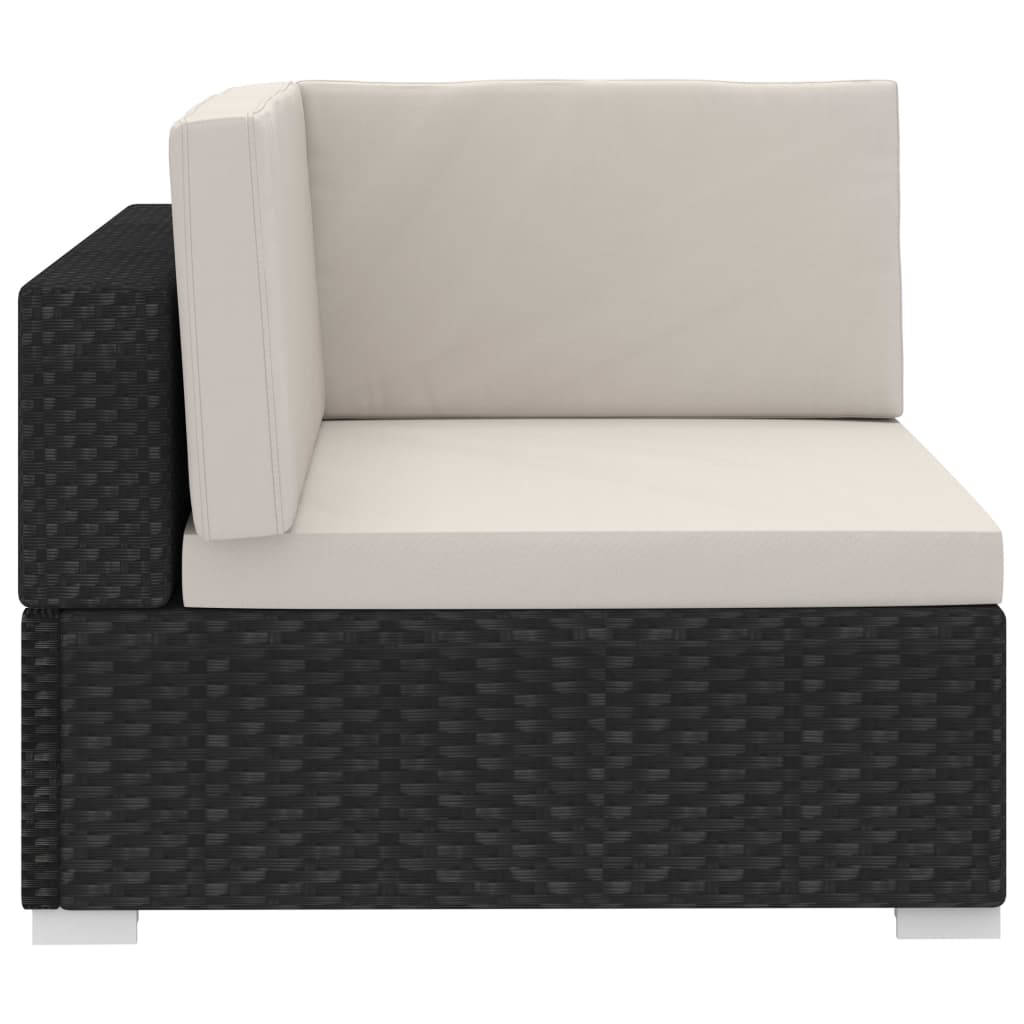 havesofasæt med hynder 4 dele polyrattan sort