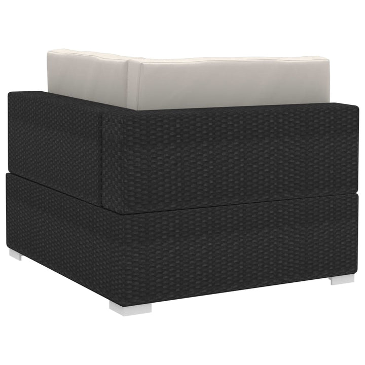 havesofasæt med hynder 4 dele polyrattan sort
