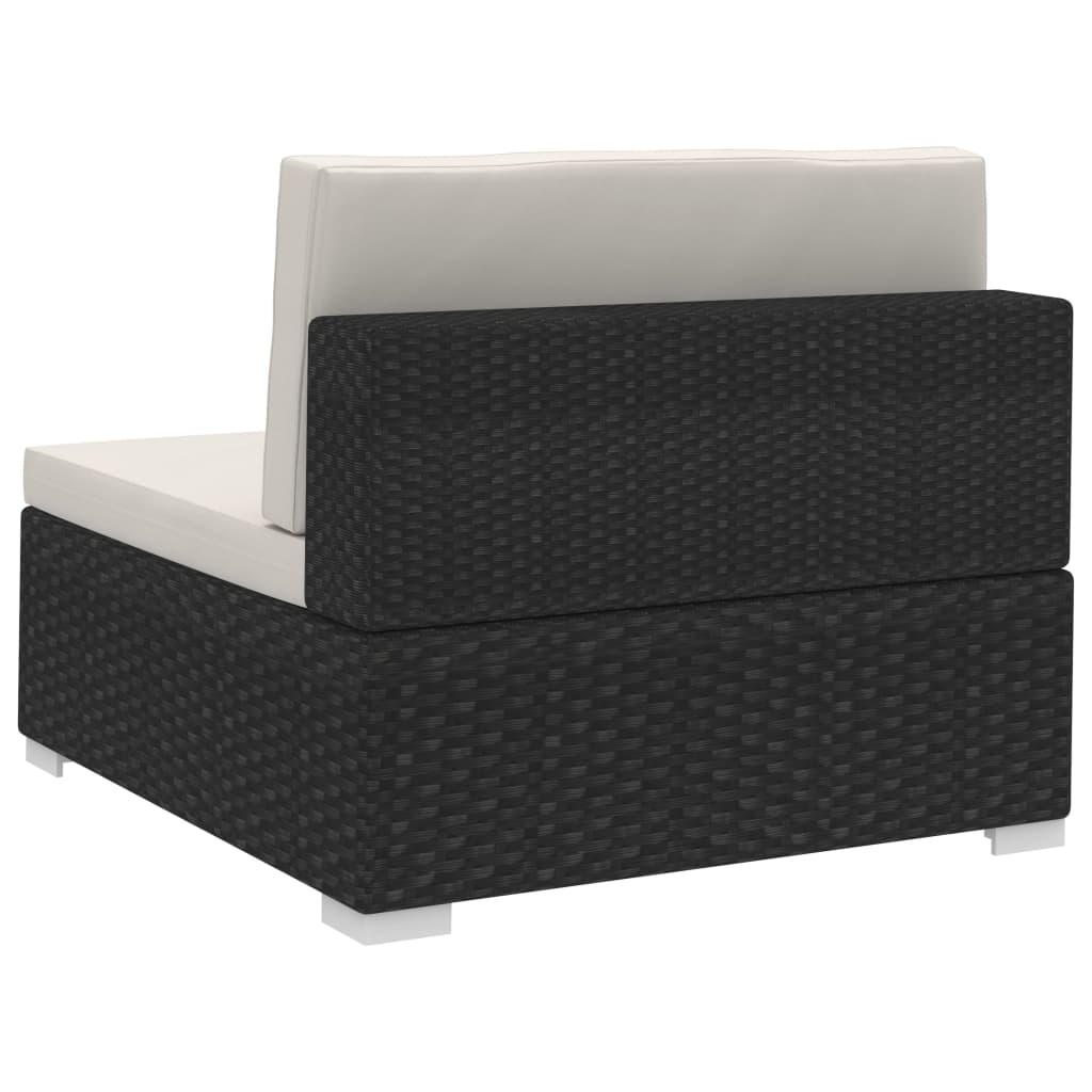 havesofasæt med hynder 4 dele polyrattan sort