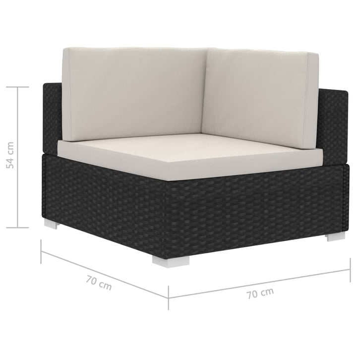 havesofasæt med hynder 4 dele polyrattan sort