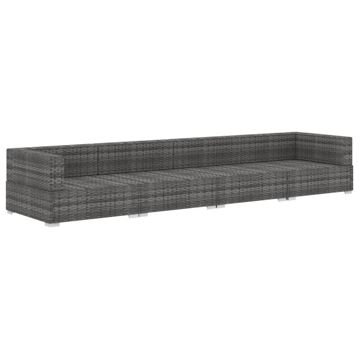 havesofasæt 4 dele med hynder polyrattan grå