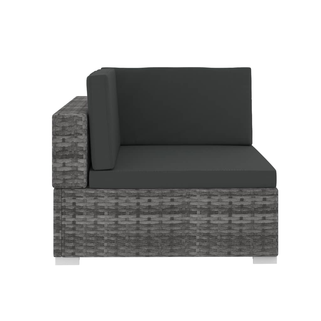 havesofasæt 4 dele med hynder polyrattan grå