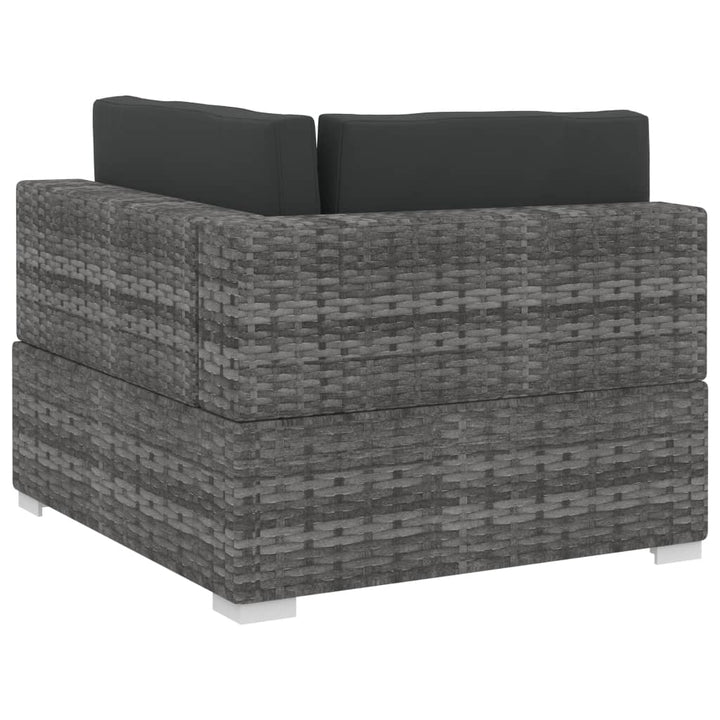 havesofasæt 4 dele med hynder polyrattan grå