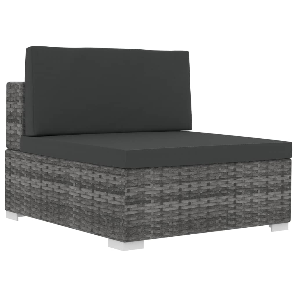 havesofasæt 4 dele med hynder polyrattan grå