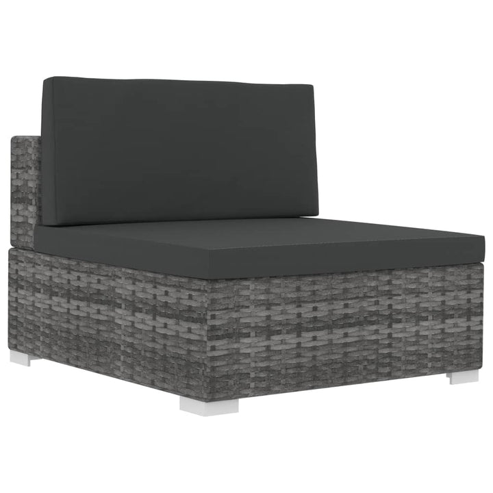 havesofasæt 4 dele med hynder polyrattan grå