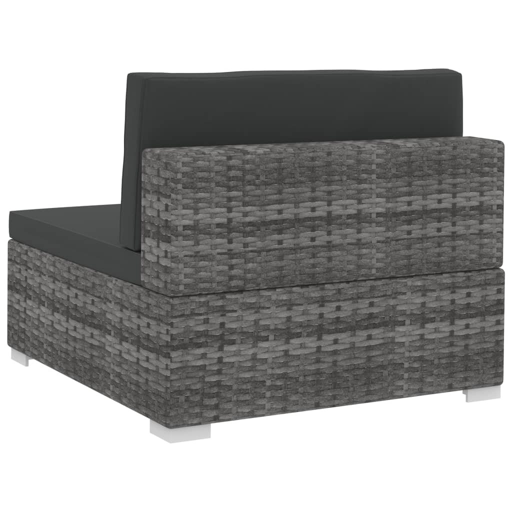 havesofasæt 4 dele med hynder polyrattan grå