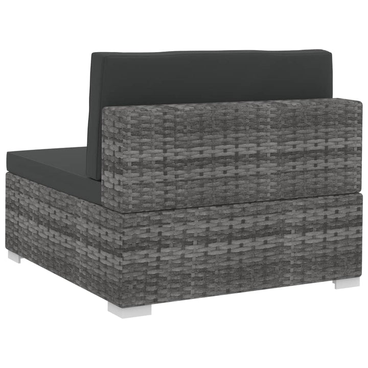 havesofasæt 4 dele med hynder polyrattan grå