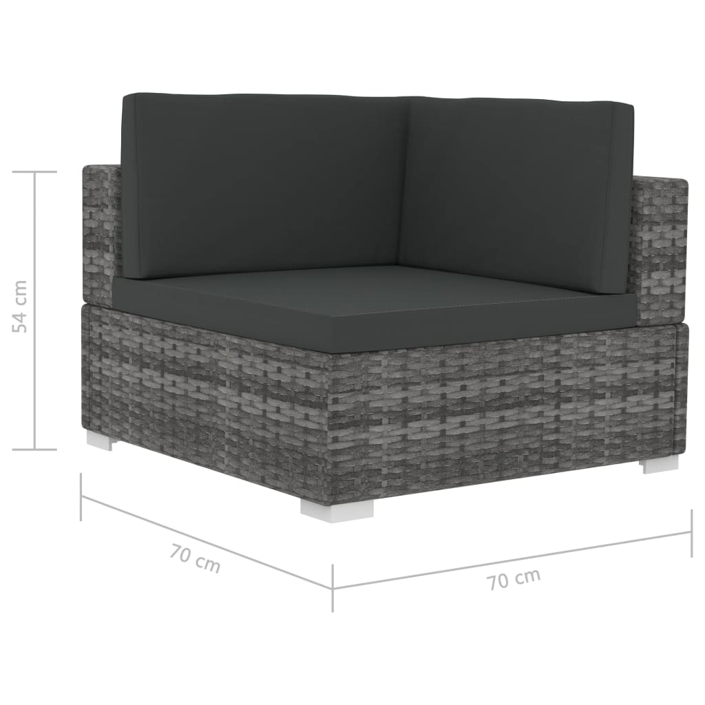 havesofasæt 4 dele med hynder polyrattan grå