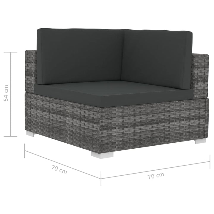 havesofasæt 4 dele med hynder polyrattan grå