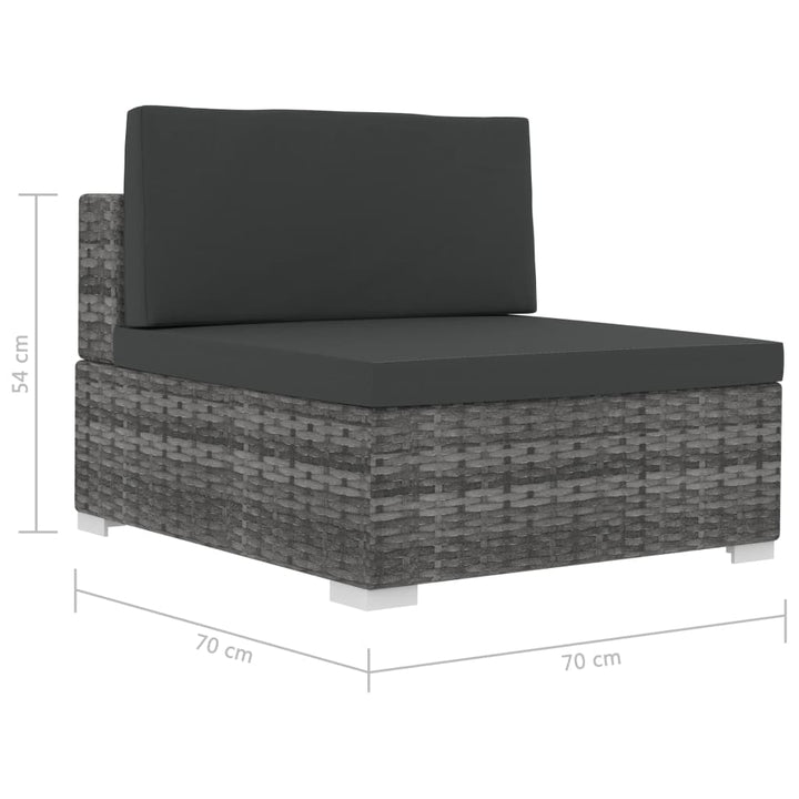 havesofasæt 4 dele med hynder polyrattan grå