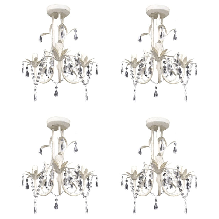 krystallysekroner 4 stk. elegant hvid