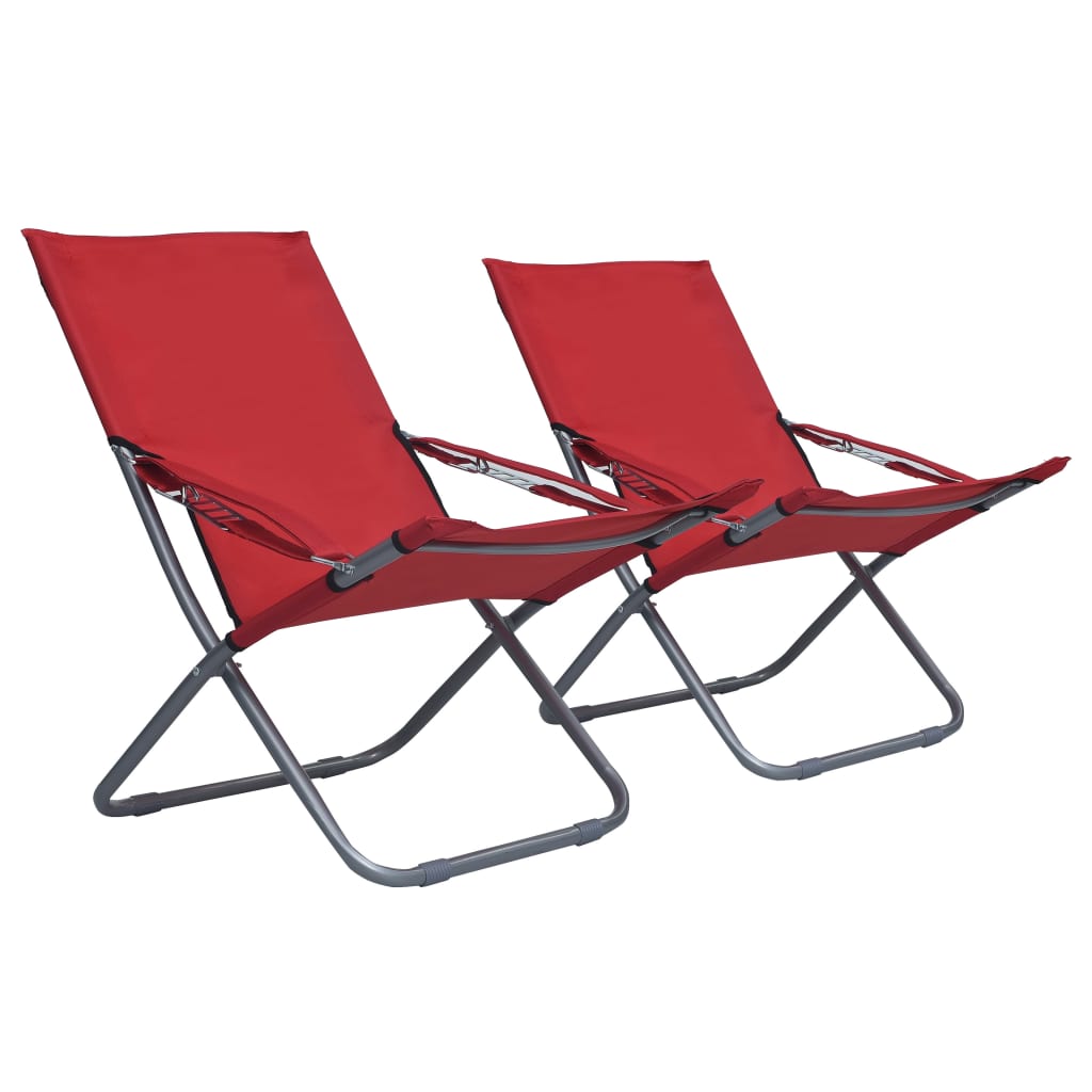 foldbare strandstole 2 stk. stof rød