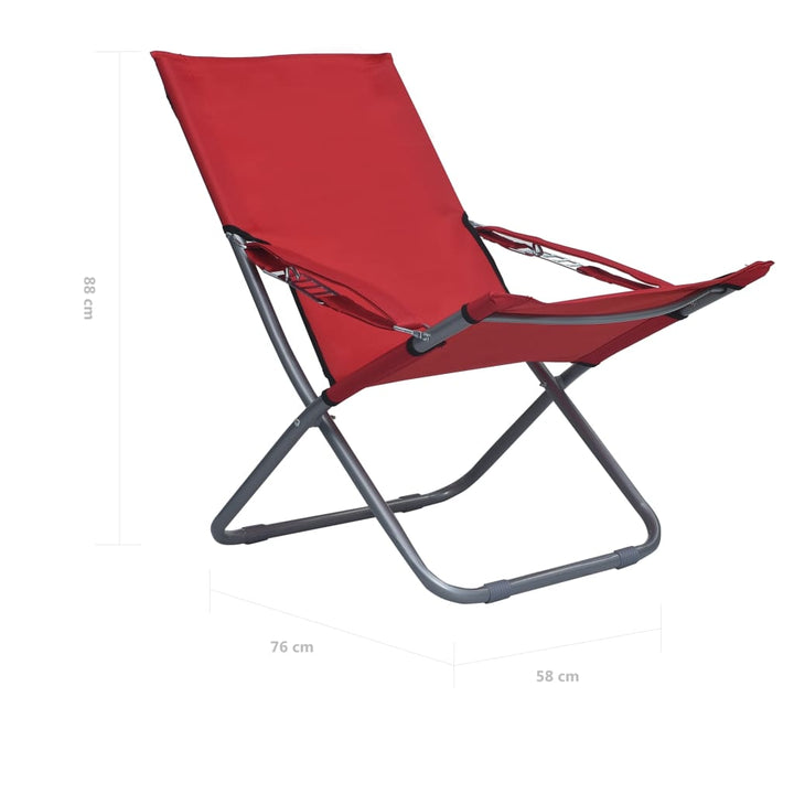 foldbare strandstole 2 stk. stof rød