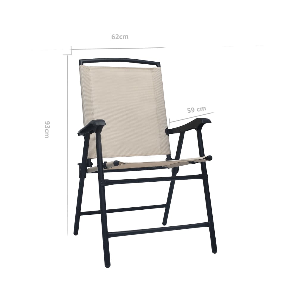 foldbare havestole 2 stk. textilene cremefarvet