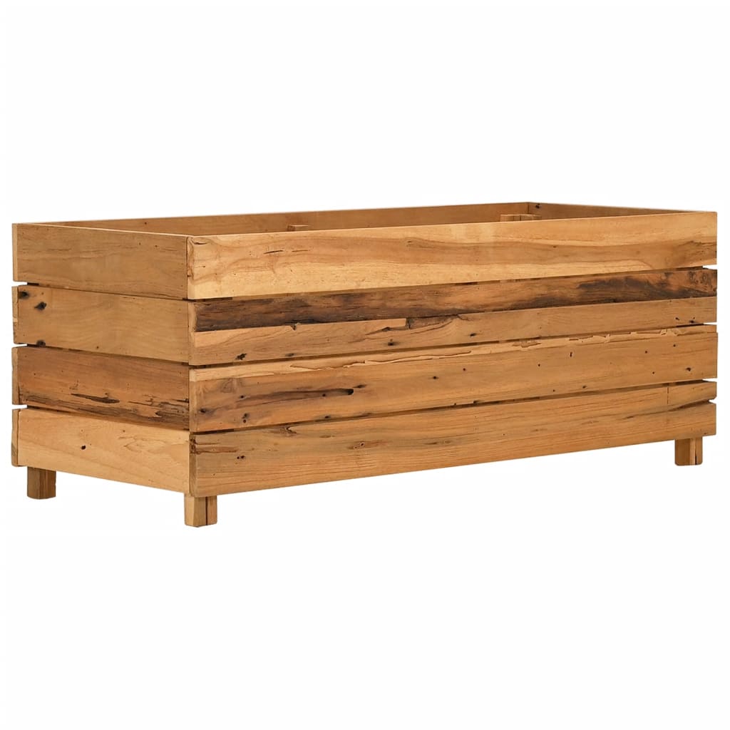 højbed 100x40x38 cm genanvendt teaktræ og stål