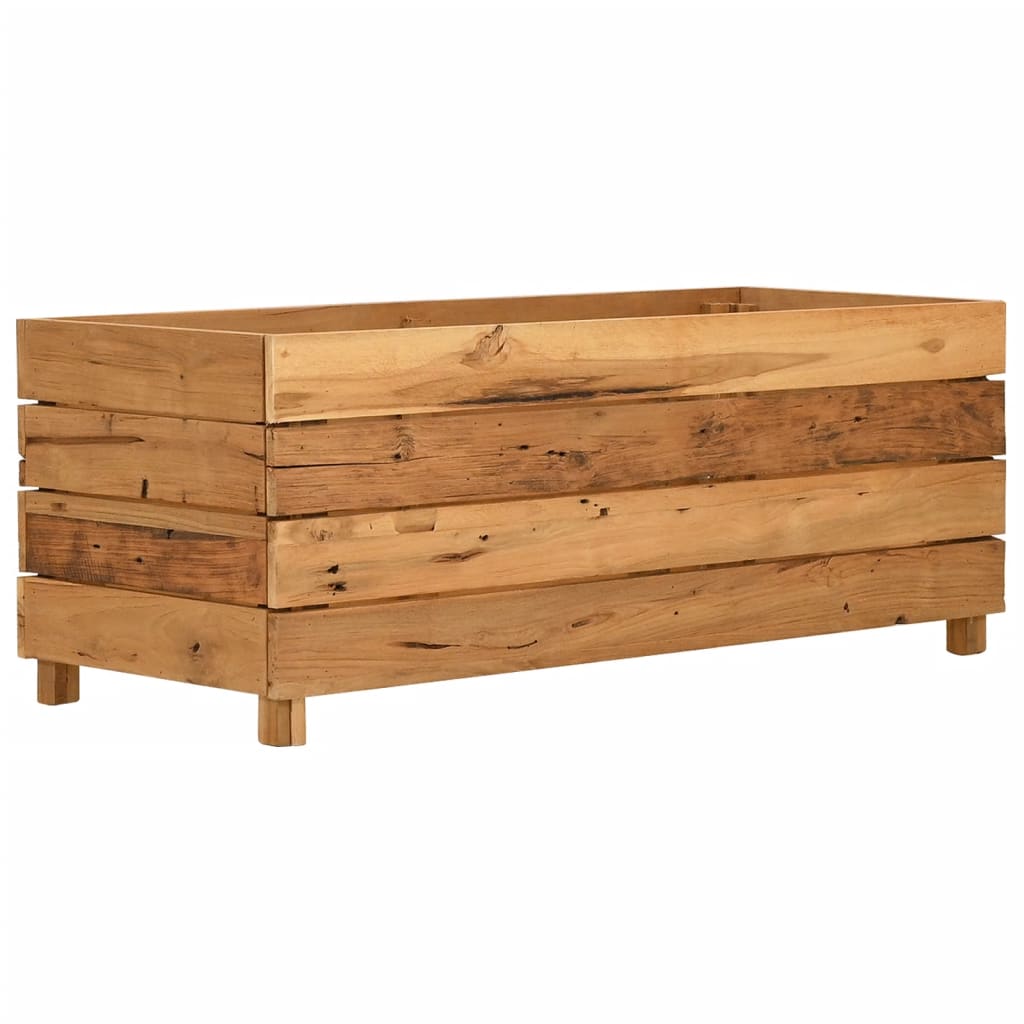 højbed 100x40x38 cm genanvendt teaktræ og stål
