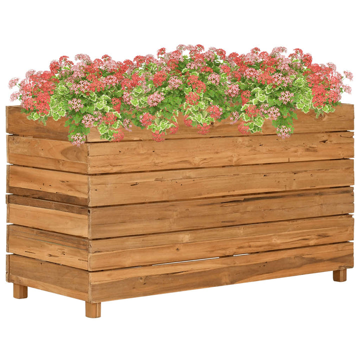højbed 100x40x55 cm genanvendt teaktræ og stål