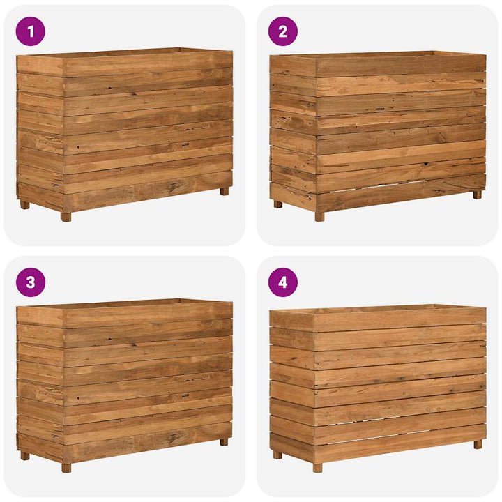 højbed 100x40x72 cm genanvendt teaktræ og stål