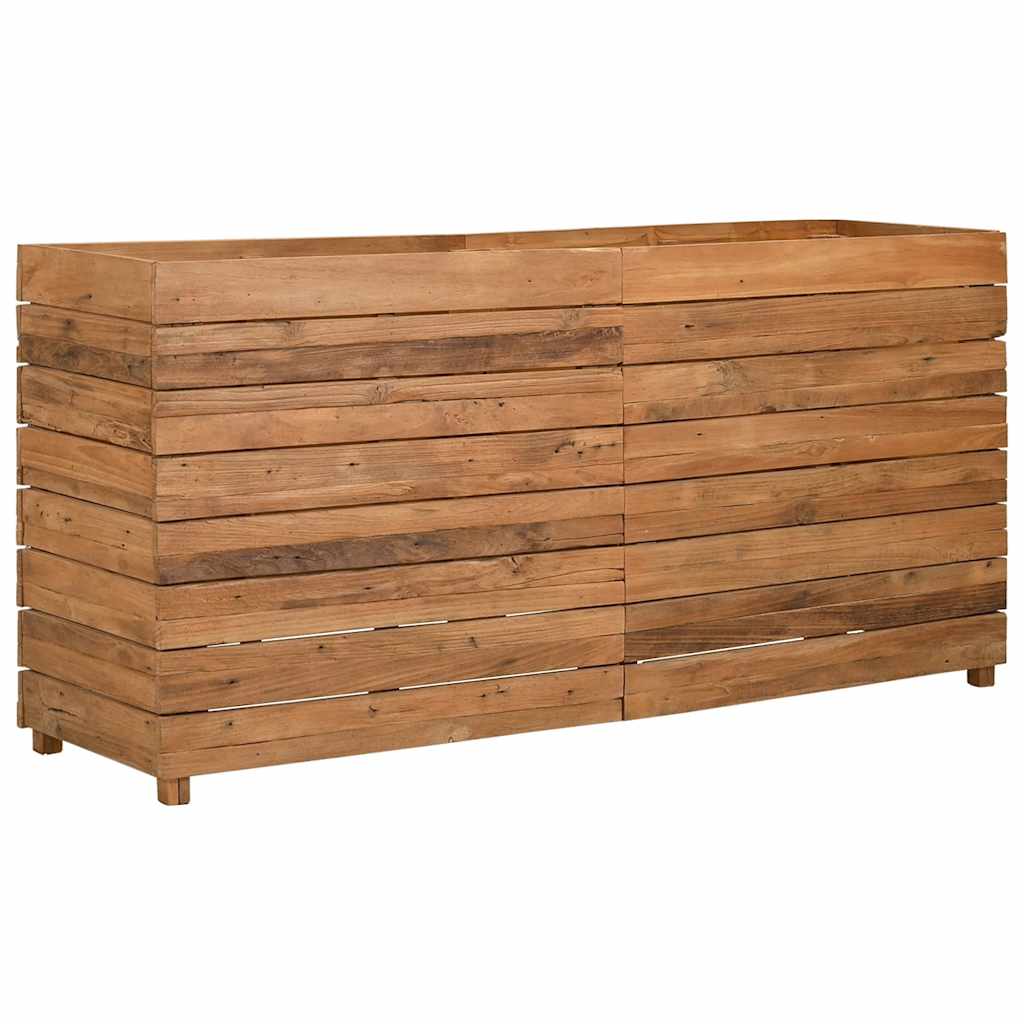 højbed 150x40x72 cm genanvendt teaktræ og stål