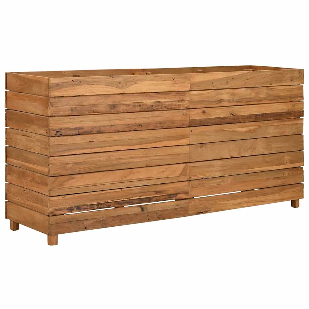 højbed 150x40x72 cm genanvendt teaktræ og stål