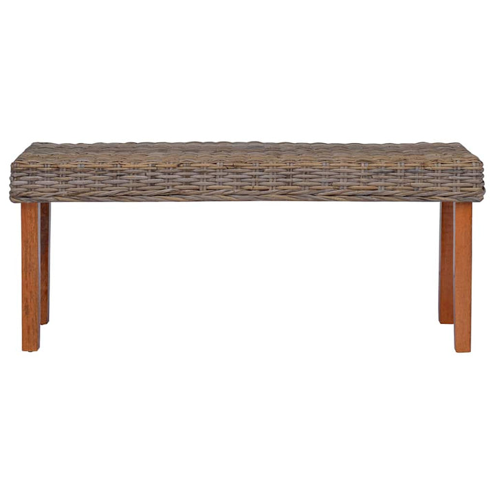 bænk 110 cm naturlig kubu-rattan massivt mahognitræ