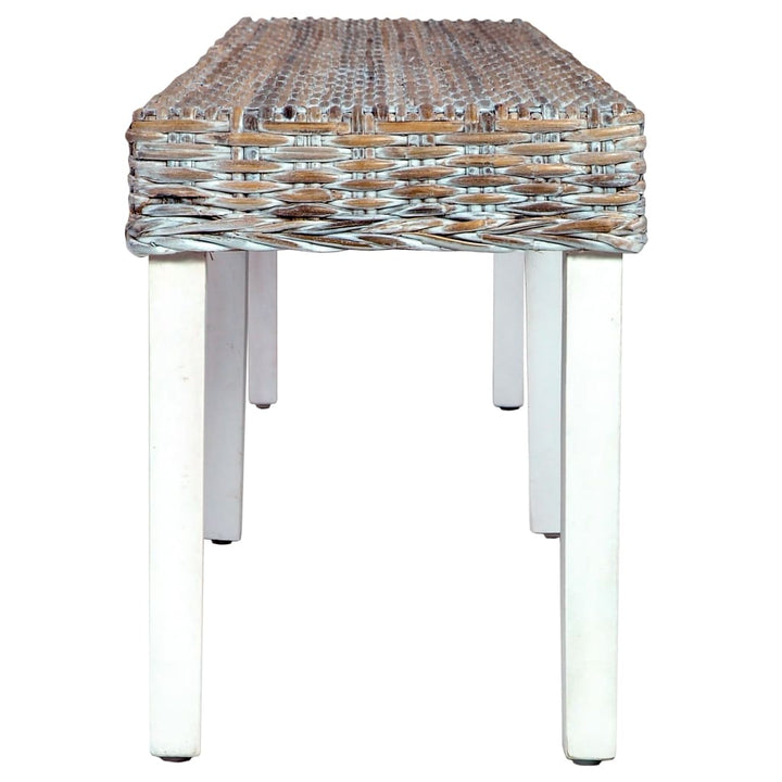 bænk 160 cm naturlig kubu-rattan massivt mangotræ hvid