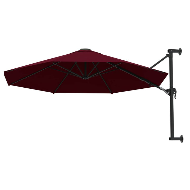 væghængt parasol med metalstang 300 cm bordeauxfarvet