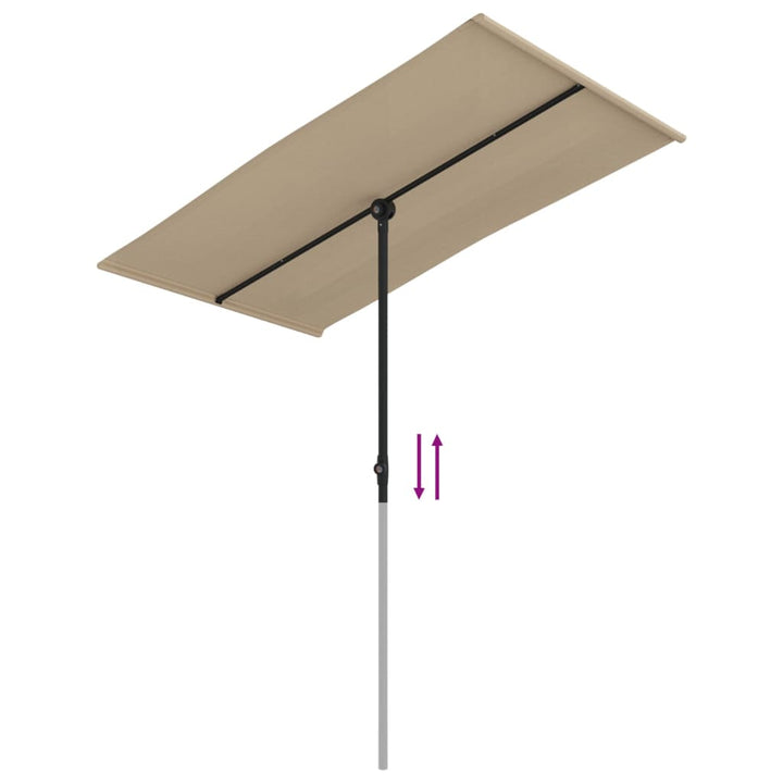 haveparasol med aluminiumstang 180x110 cm gråbrun