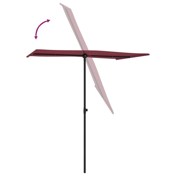 haveparasol med aluminiumstang 180x110 cm bordeauxrød
